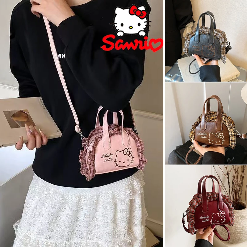 

Sanrio Hello Kitty, модная женская сумка с героями мультфильмов, милая мини-сумка из искусственной кожи в стиле ретро для девочек, кружевные женские сумки через плечо, подарки