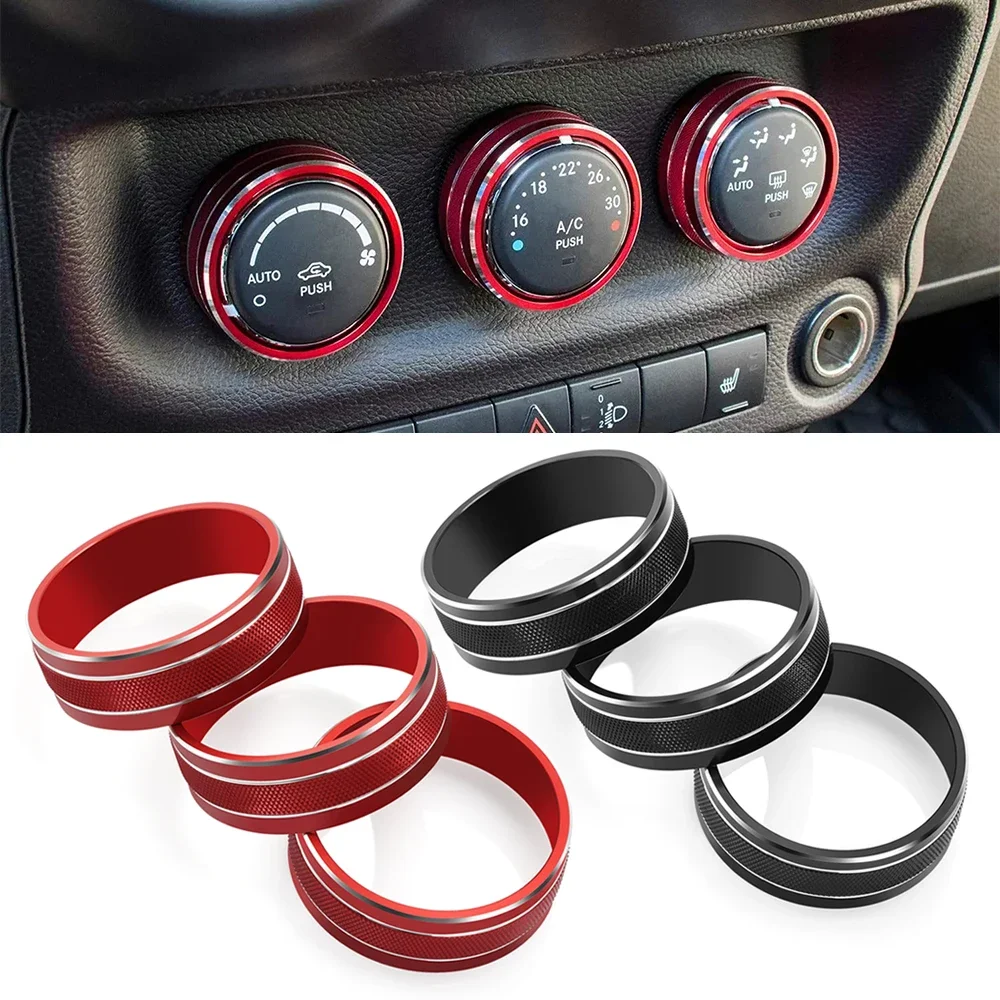 Car Air Conditioning Switch Knob Button Decoration Cover Accessories for Jeep Liberty Compass Patriot Wrangler JK 2011+