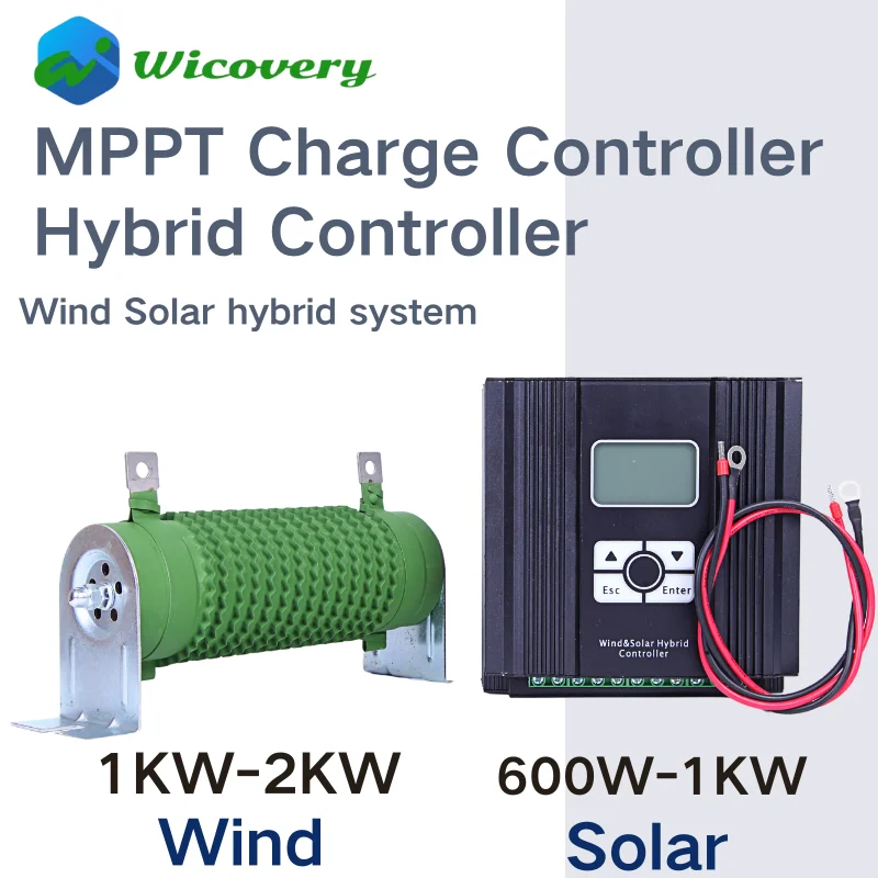 Wind Solar Hybrid System MPPT Charge Controller With Dump Load 1000w Wind Turbine 600W Solar Panel 12V 24V Auto Regulator