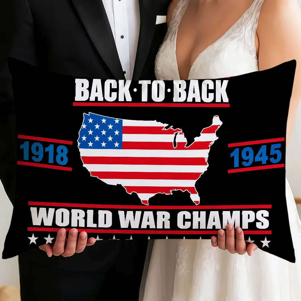 Back To Back World W-War Champs Cushion Cover Soft Rectangle Home Sofa Living Room Decor Dorm Bedside Hogar Pillowcase Gift