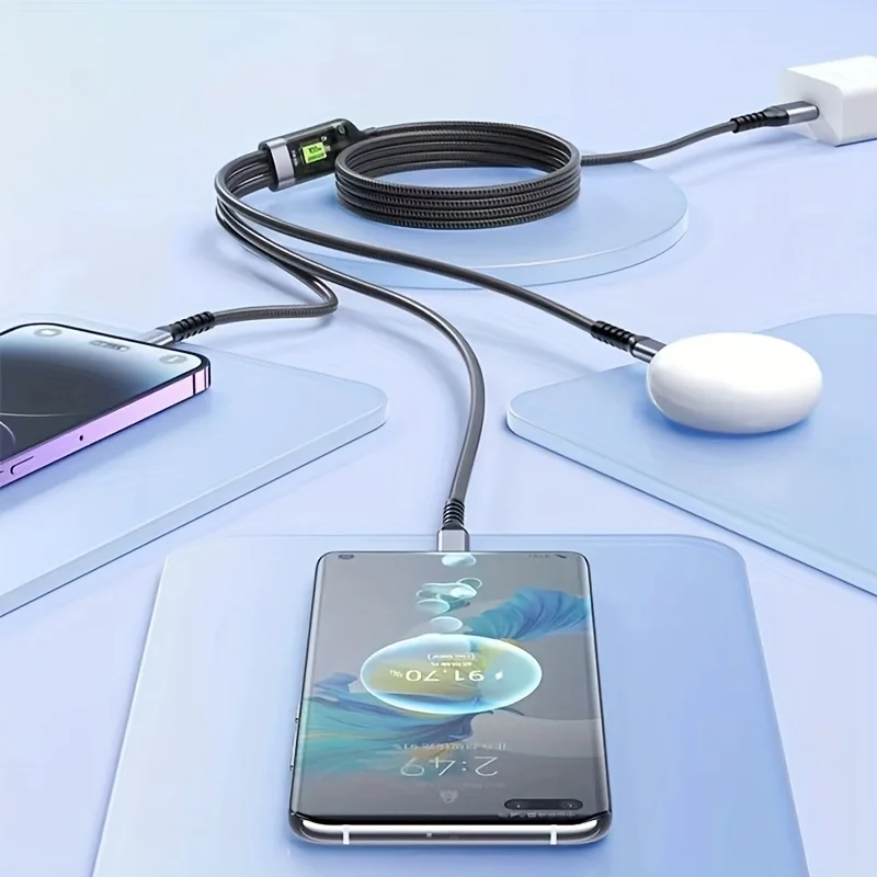 كابل شحن سريع 3 في 1 سلك شاحن متوهج 100 وات لهاتف iPhone Samsung Xiaomi Huawei Android iOS Type-c