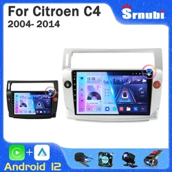 Srnubi-カーマルチメディアプレーヤー,カーステレオラジオ,4g GPS, DVD, Android 12,Cityroen c4,c-triomphe,c-quatre,2004-2014,2din