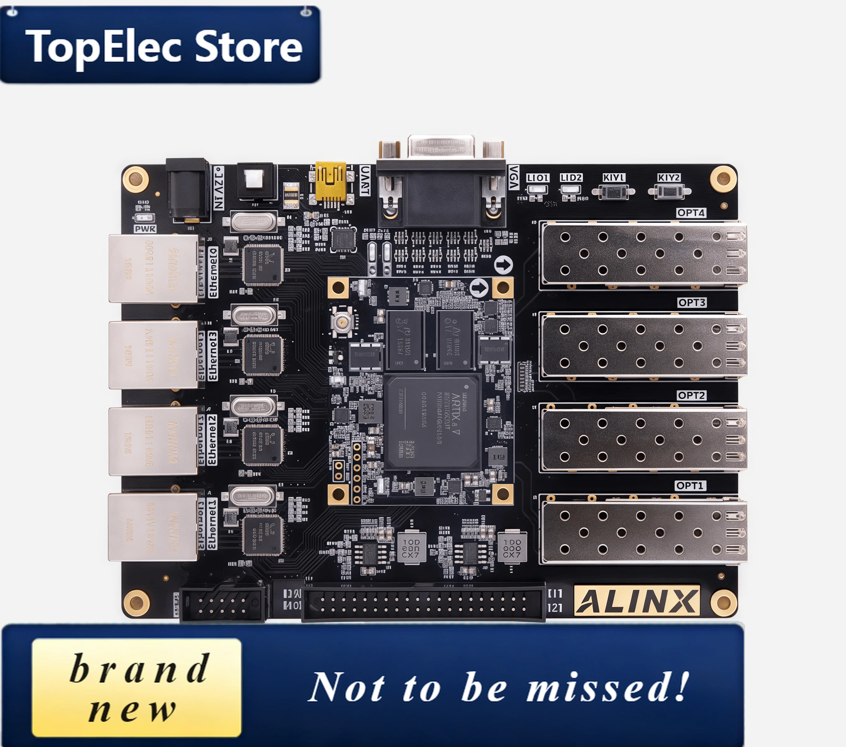 TopElec Xilinx Artix7 FPGA Development Board Fiber Optic 7A100 XC7A100T AX7101