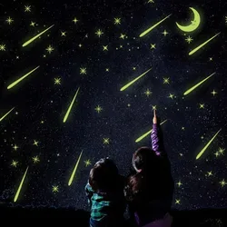 Luminous Meteor Showers Vinyl Wall Stickers Glow in the Dark Star Sky for Home Kids Bedroom Living Room Window Glass Decorations