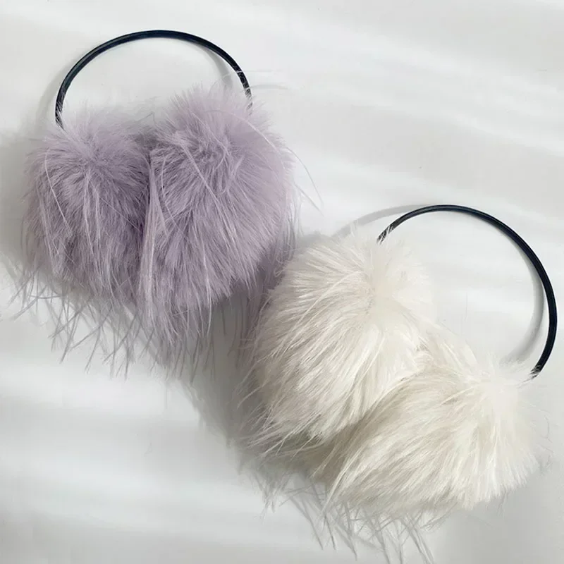 

Women Winter Plush Faux Fur Warm Ear Muffs Thickened Ear Protectors Riding Hairband Windproof Ear Wraps Japanese JK Accessories