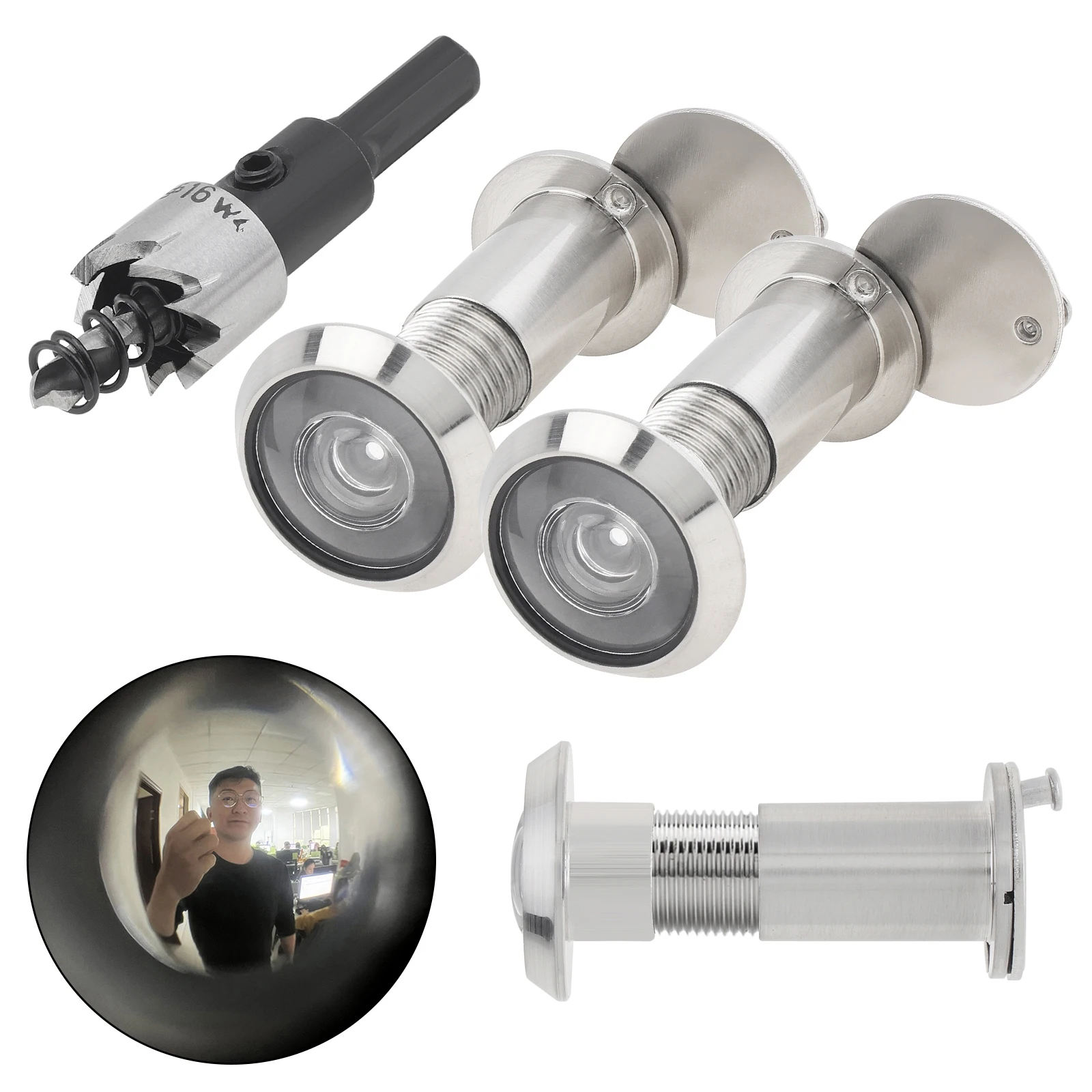 

2 шт., 16 мм, 200 градусов, дверной глазок, HD, оптическое стекло, линза, защитные отверстия для двери, толщина 1,57 дюйма до 2,56 дюйма