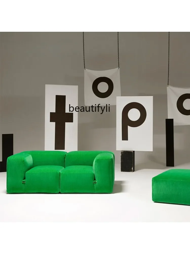 

xzNordic Simple Green Fabric Sofa Light Luxury Small Apartment Module Units Designer Model Quiet Style Home Living Room