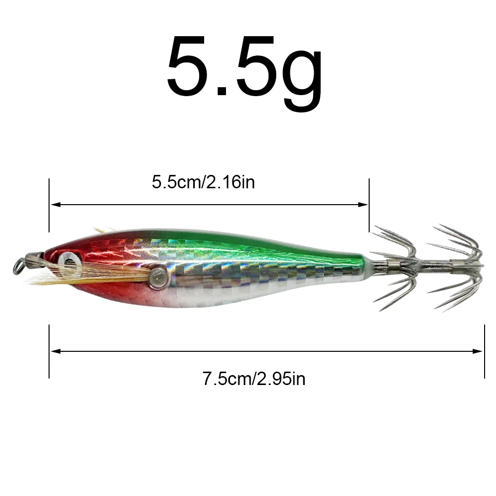 1-10 ชิ้น Octopus ปลาหมึกตกปลาเหยื่อ Luminous Squid Hook Lure Hook Fishing Tackles Luminous Squid Jig Hooks สําหรับตกปลา