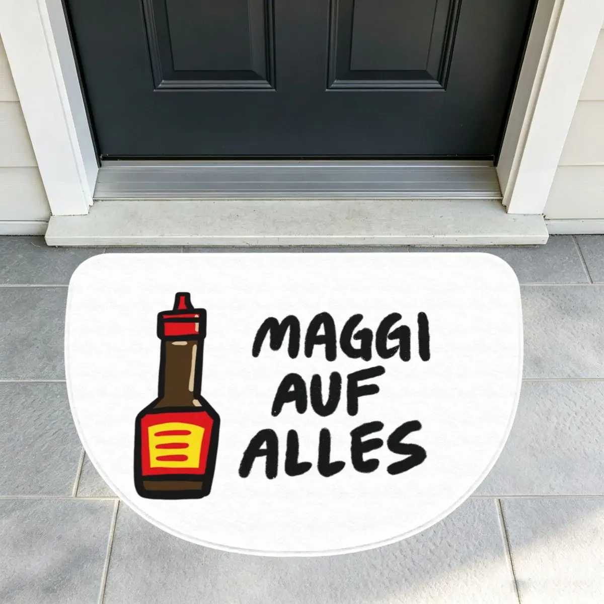 Maggi Auf Alles (Deutsch) Soft Flannel Half Round Doormat Non Slip Bathroom Mat Absorbent Floor Carpet for Living Room