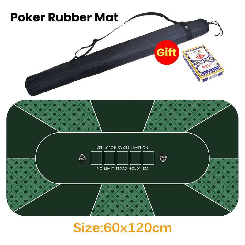 60x120cm Poker Mat Texas Hold'em Rubber Mat Poker Topper for Tables Folding Portable Poker Table Top Layout with Carrying Bag