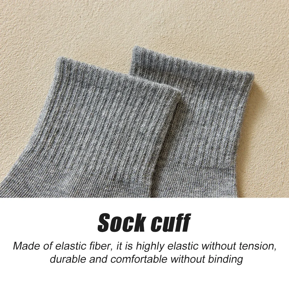 5Pairs Women's Mid Socks Solid Color Breathable Comfortable In Autumn Winter Sweat Absorbing High-Quality Casual Socks Sports