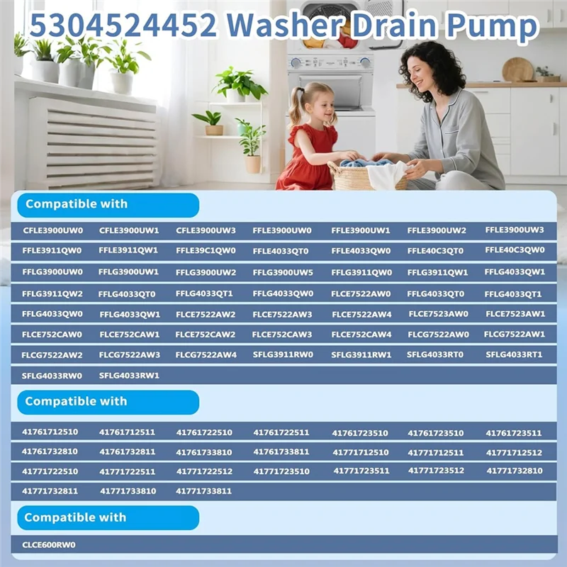 A02V-para conjunto de bomba de lavadora Frigidaire 5304524452 drenaje para piezas de lavadora secadora 5304515673 5304500535 AP6989734