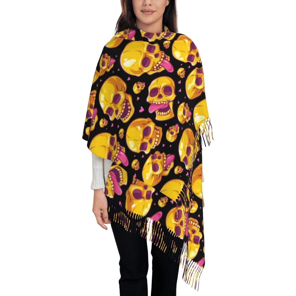 

Шарф унисекс на Хэллоуин, Рождественский шарф, осень-зима, теплые вязаные длинные шарфы, шляпа ведьмы, шаль с принтом тыквы и супа, один размер