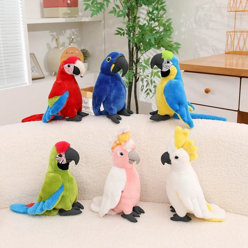 Hot New Simulation Red And Blue Parrot Plush Toys Movie Stuffed Animals Soft Parrot Dolls Children Birthday Gifts Kids Toys