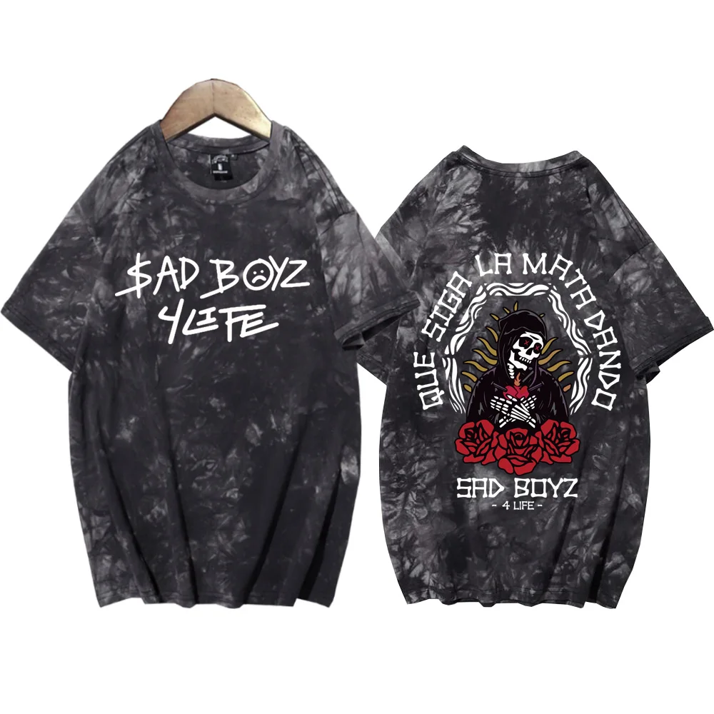 Junior H Sad Boyz 4 Life Shirts Tie Dye Harajuku Round Neck Short Sleeve T-Shirt Fans Gift