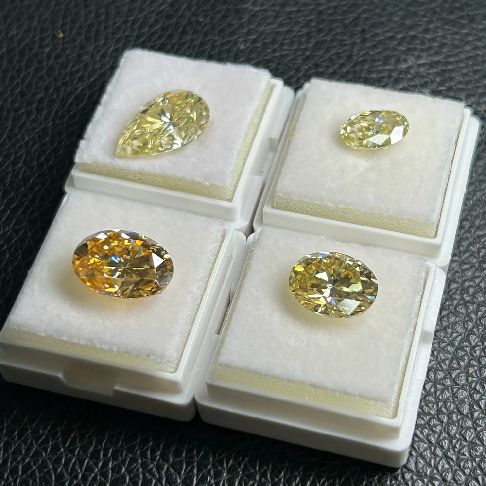 Meisidian Champagne Light Yellow Loose Moissanite Diamonds, Oval 0.5-10 Carat, 3x5, 10x14mm