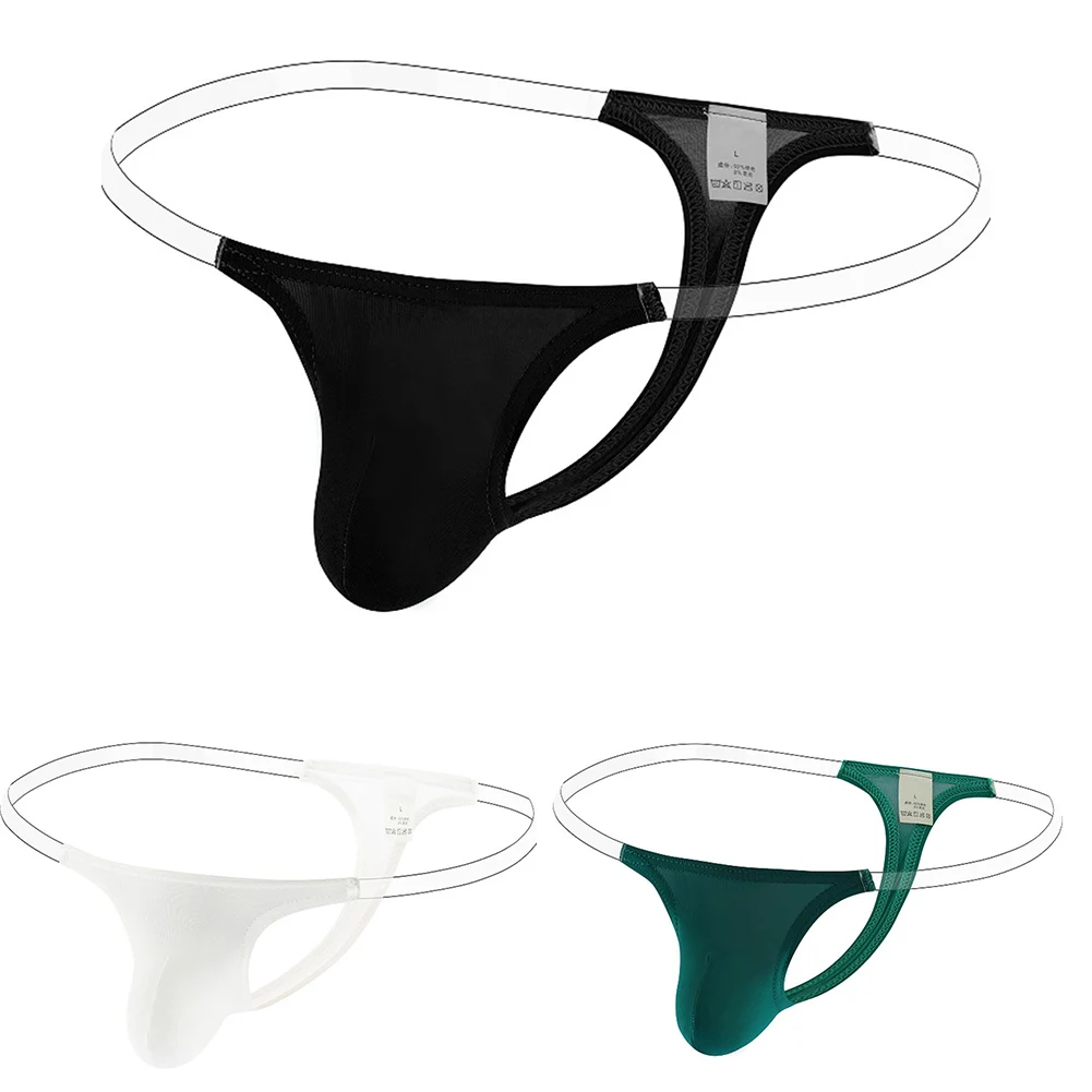 Men Sexy Pouch G-String Thongs Sex Toys T-Back Transparent Belt Breathe Soft Sexy Mens Underwear Hot Exposed Butt Unisex Panties