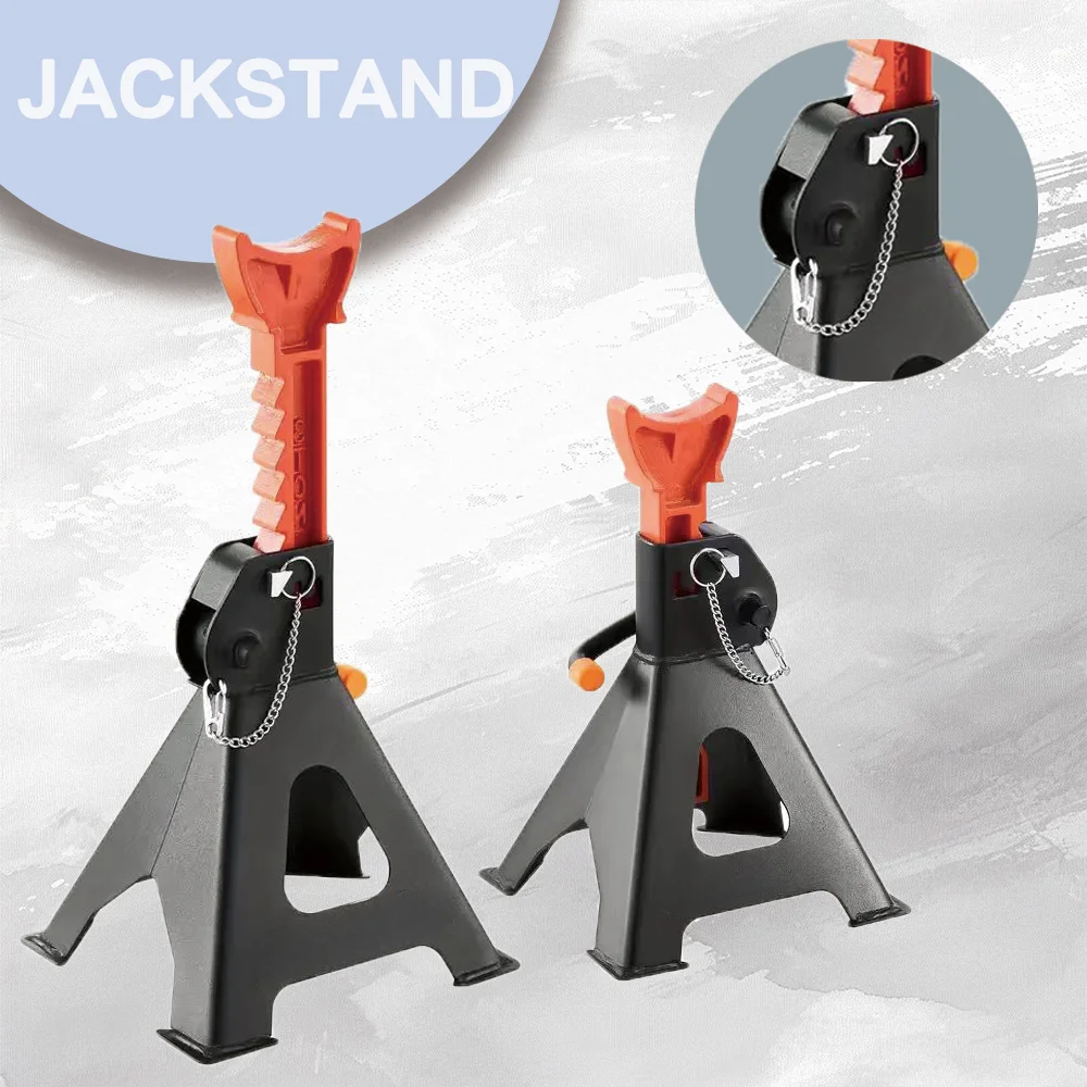 

Steel Heavy Duty Jack Stands: Double Locking Pins, 3 Ton (6,000 lb) Capacity, Black, 1 Pair (2 Pack)