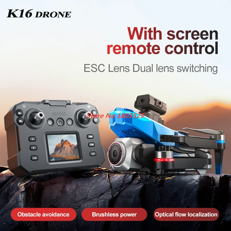 

New Screen Controlled Version WIFI FPV Drone 4K HD Camera Brushless Motor Obstacle Avoidance Foldable Quadcopter Dron RC Toy Gif