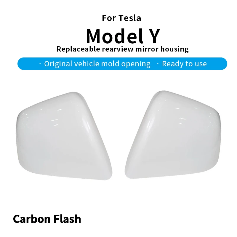 

Carbon flash For Tesla 2021-2024 Model Y Rear View Mirror Shell Replacement Cover Rearview Mirror Caps Replace Part White