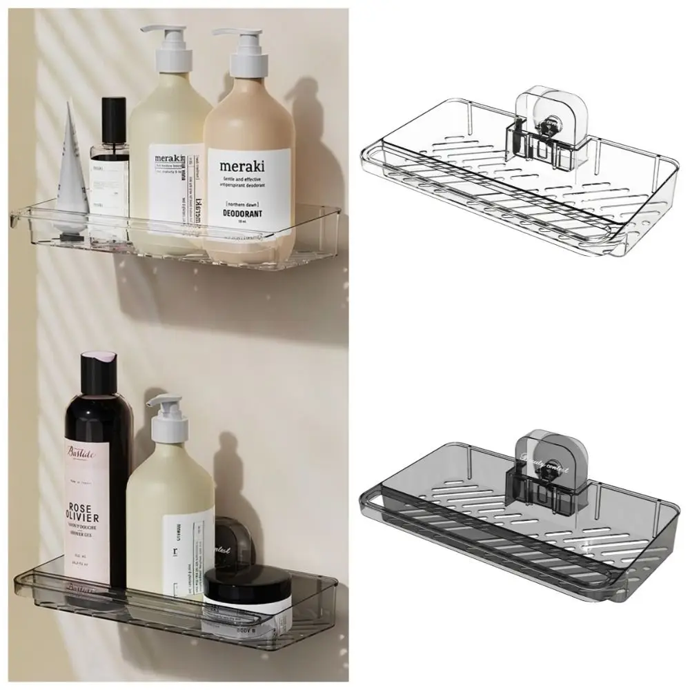 

Transparent Suction Cup Shower Shelf Removable No-Drill Sink Drain Rack Strong Load-Bearing Waterproof Shower Organizer For Home