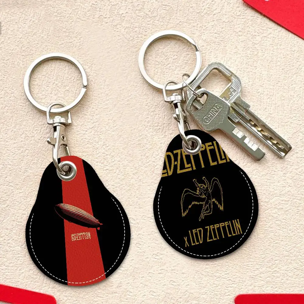 Chaveiro Vintage Led Zeppelin, Porta-Cartões de Acesso em Couro, Etiqueta para Chave de Bolsa, Anel de Chave, Chaveiro com Argola para Chaves, Etiquetas de Acesso para Fechaduras de Porta