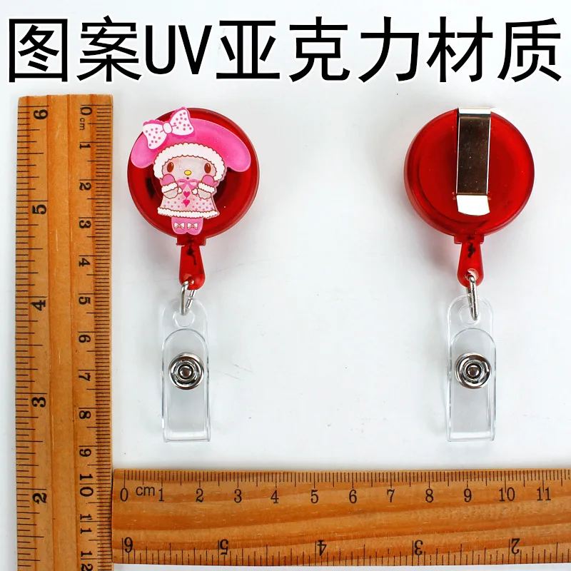 Cartoon My Melody Funny for ID Card Holder Scalable Toggle Clip Employee Card Doctor Nurse Chest Card Student Bus Card Holder