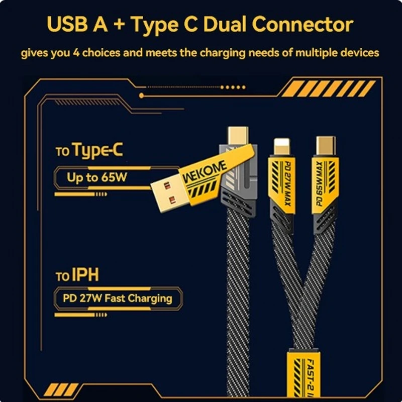 Four-in-one Multi-function Data Cable, USB-A/IPH/TYPE-C Port Conversion, Suitable for Charging Various Mobile Phone Models. image 4