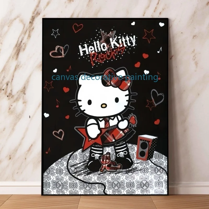 MINISO Sanrio Cute Cartoon Character Hello Kitty My Melody Anime Kawaii Wall Art Picture Home Decor Canvas Painting Posters Wall