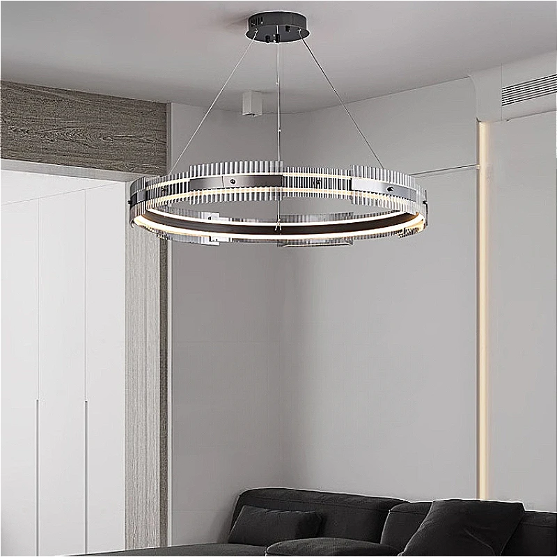 

Italian Minimalist Chandelier Luxury Living Room Modern Bedroom Dining Room Lighting Led Indoor Lighting Ring Glass Pendant Lamp