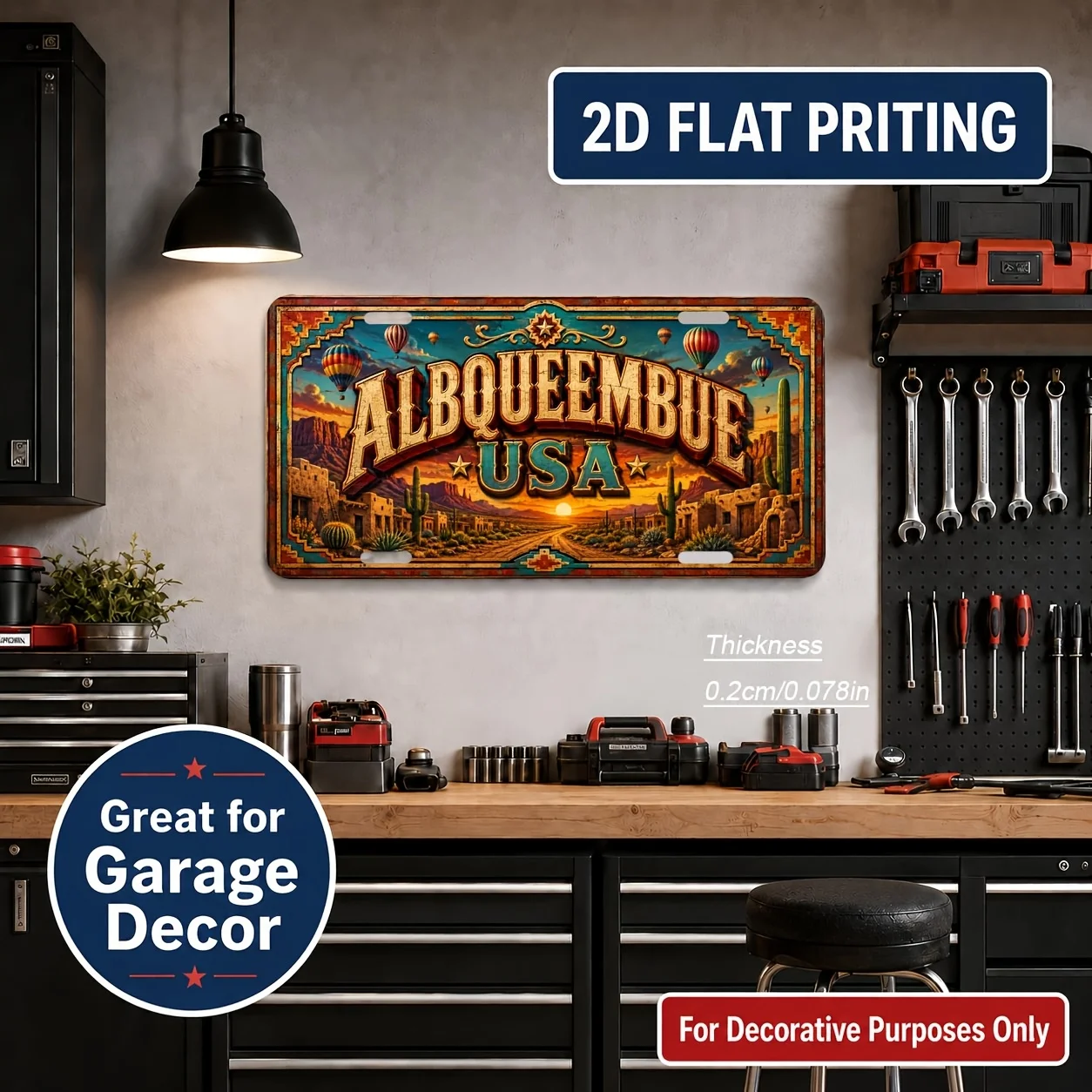2D Flat - 【2D Flat】 2D Flat - [2D Flat] 2D Flat, 1pc, Albuquerque New Mexico Theme Vintage Sign, for Decorative Use Solely, Home