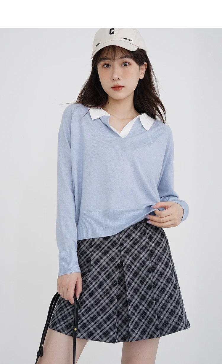 Jupe trapèze à carreaux Vintage pour femmes, Mini jupe plissée, Look Preppy mignon, coupe cintrée, Design à carreaux avec boucle en cuir contrastée