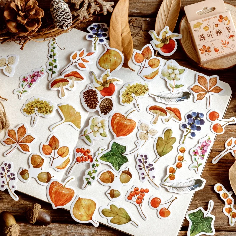 46 Sheets Per Box Autumn Leaf Stickers Paste Handmade Corner Scrapbook Framing Office Decoration Diy Label Stickers