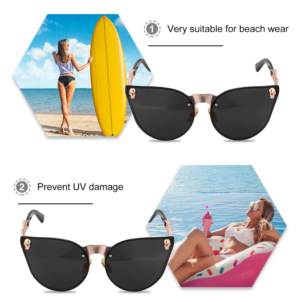 

1pc Skull Design Sunglasses Uv Protection Lightweight Fashion Eyewear For Beach Travel Party Durable Sun Glasses Men Women