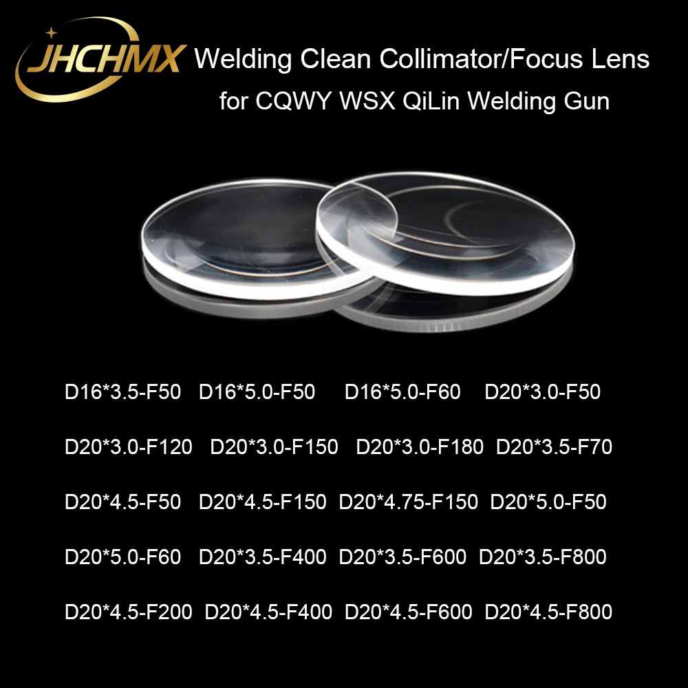 JHCHMX ręczne spawanie laserowe czyste D16/20 kolimator soczewka skupiająca D20*4.5-F150 dla pistoletu spawalniczego CQWY WSX QiLin HanWei Sup Au3tech