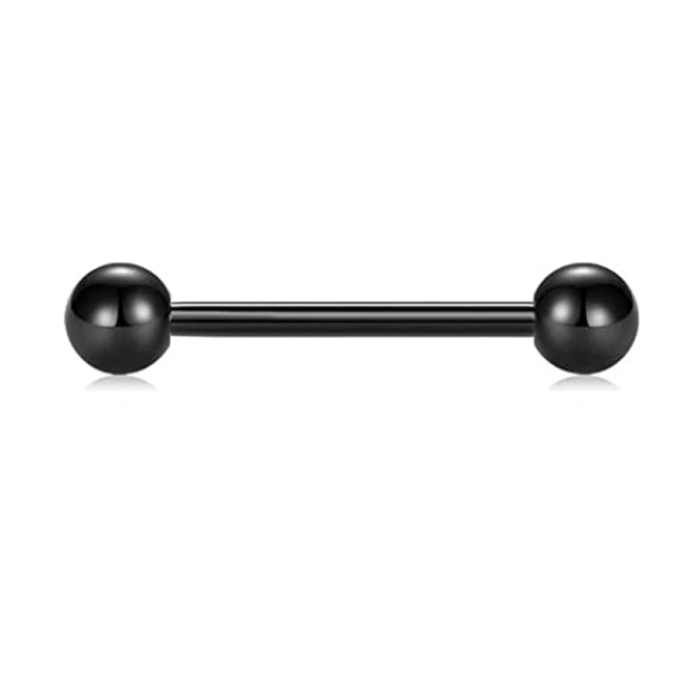 WKOUD 1-4PCS 14G Black Acrylic Balls Tongue Barbell Splatter 316L Stainless Steel Bar Tongue Rings Piercing 16mm