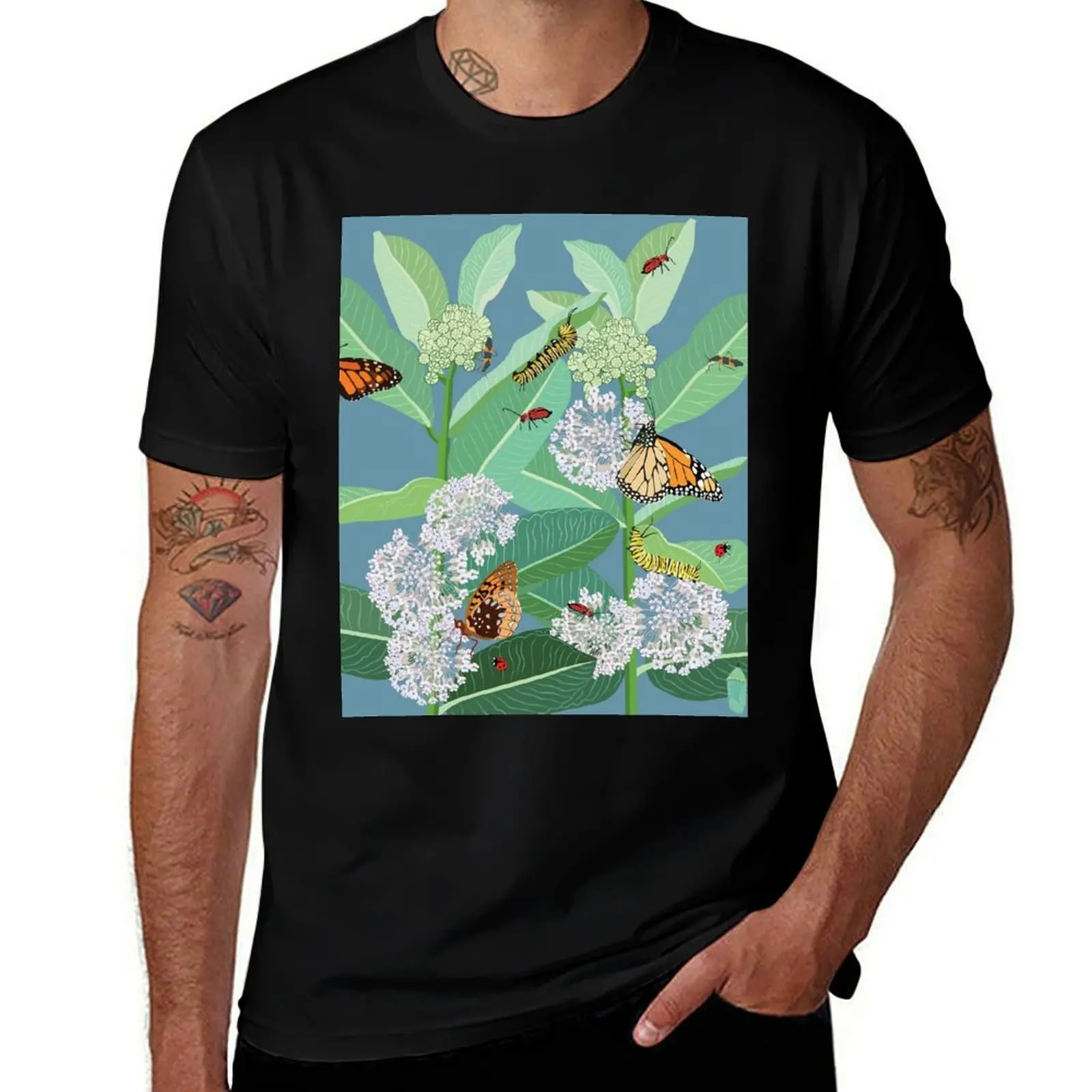 

Monarch butterflies and milkweed T-Shirt t shirts for man cotton funny man t shirt graphic