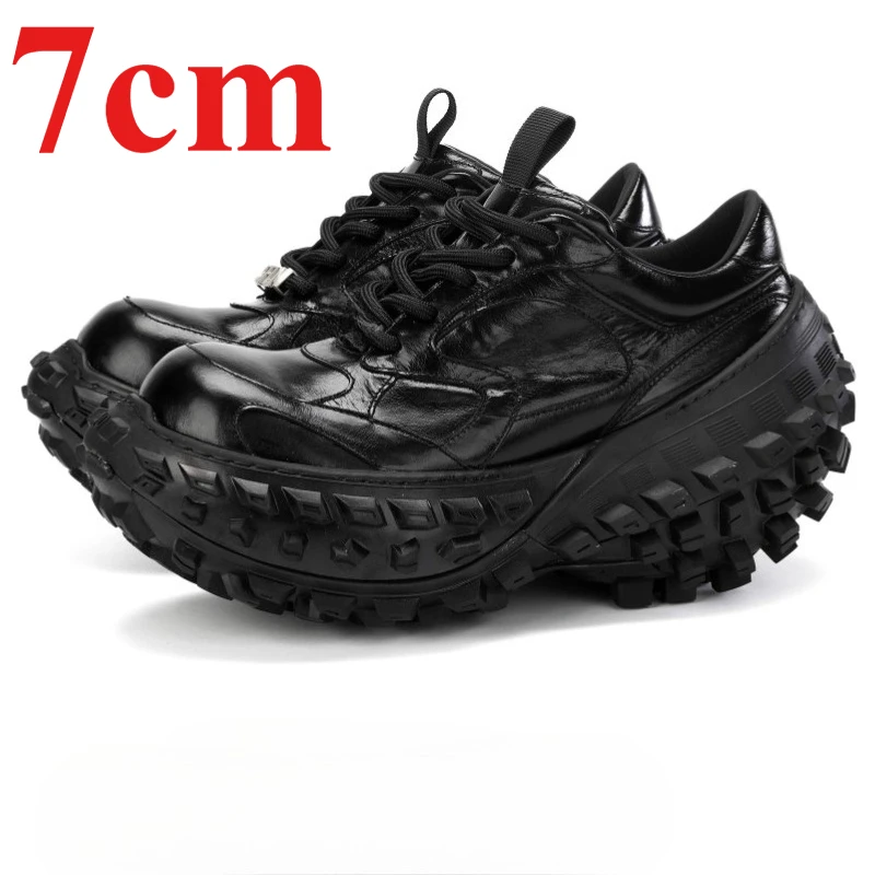 Genuine Leather Thick Bottom Comfortable Height Increasing Shoes Europe/American Durian Shoes Men's Original Design Casual Shoes