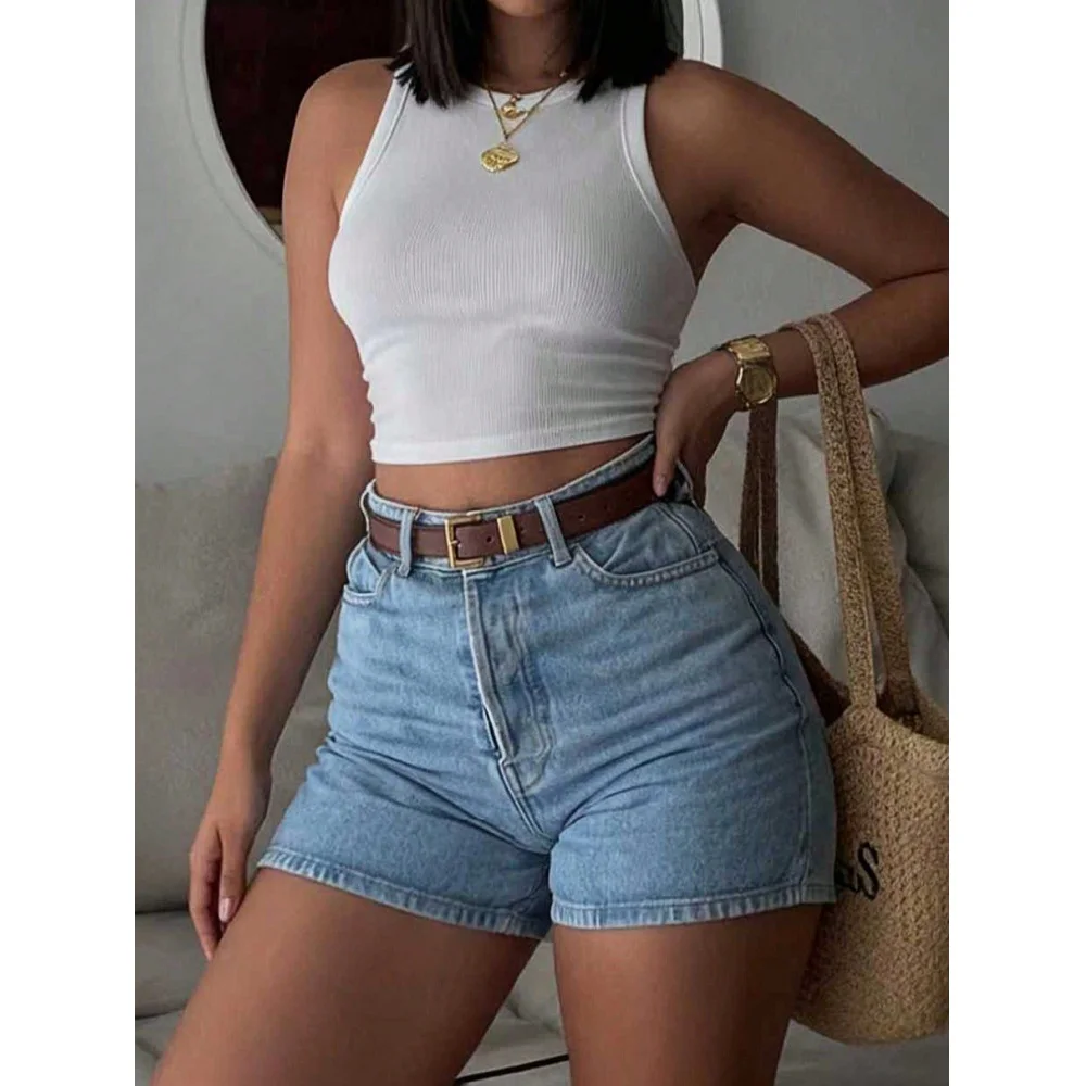 Women Summer Denim Shorts High Waist Retro Slim Skinny Stretch Jean Hot Short Pants for Ladies view 6