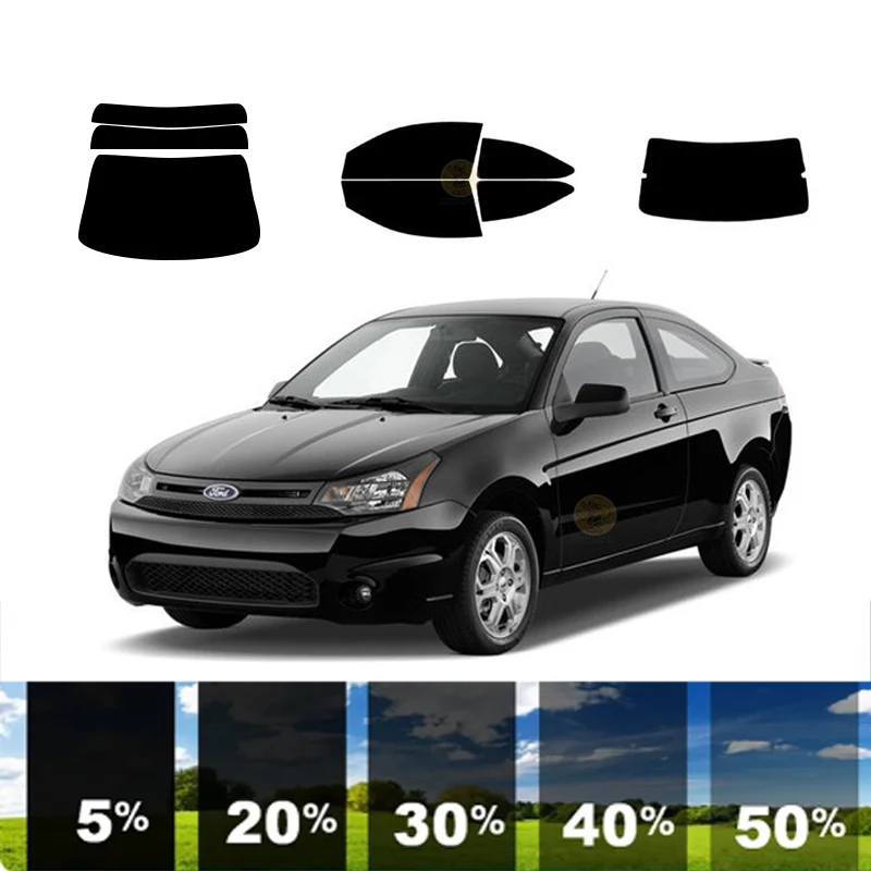 precut Removable Window Tint Film For Car 100% UVR 5%-35%VLT Heat Insulation Carbon ﻿For FORD FOCUS 2 DR COUPE 2008-2011