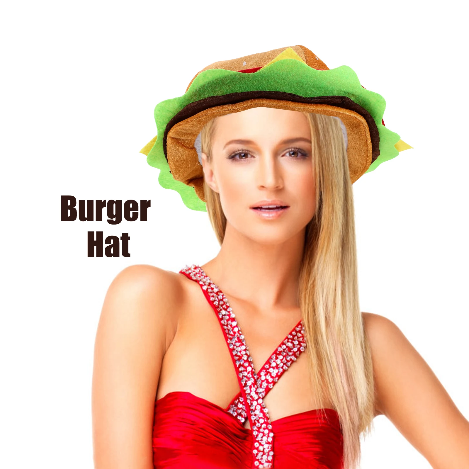 

Funny Hamburger Hat Cosplay Headwear Headgear Costume Hats Fast Food Pizza Dress up Cute