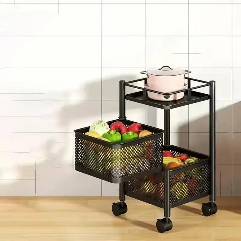 Removable Rotating Kitchen Shelving Multi-floor Home Installation Multi-functional Storage Rack Vegetable Fruit Basket