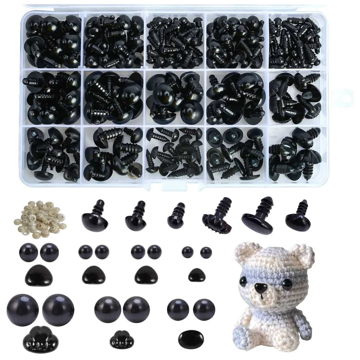 Safety Eyes Noses Plastic Crochet Kawaii Doll Eye with Washers for  Toys Stuffed Animals Puppet Teddy Bear Diy Craft Making Supp