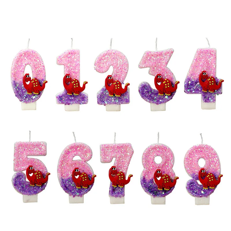 

3D Dinosaur Digital Birthday Candle DIY Children's Birthday Party Cake Decoration Supplies for One Year Celebration Gifts