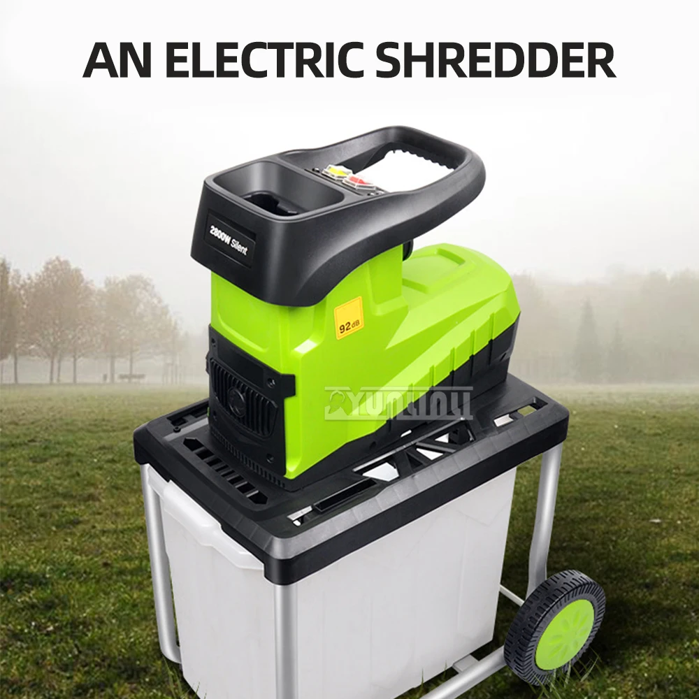 60l Garden Branch Shredder Electric Breaking Machine 2800w High Power Tree Branch Crusher Electric Pulverizer Garden Tool 220v