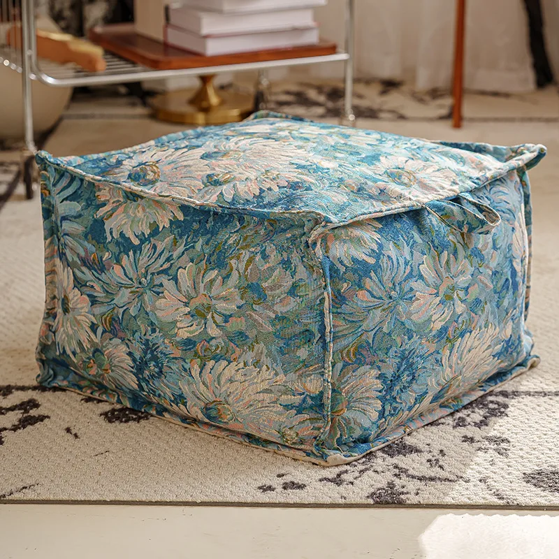 50*50*30 Floral Pattern Ottoman Footstool Pouffe Pouf Cover Home Moroccan Cushion Cover Futon Sitting Pier Cover Without Filler
