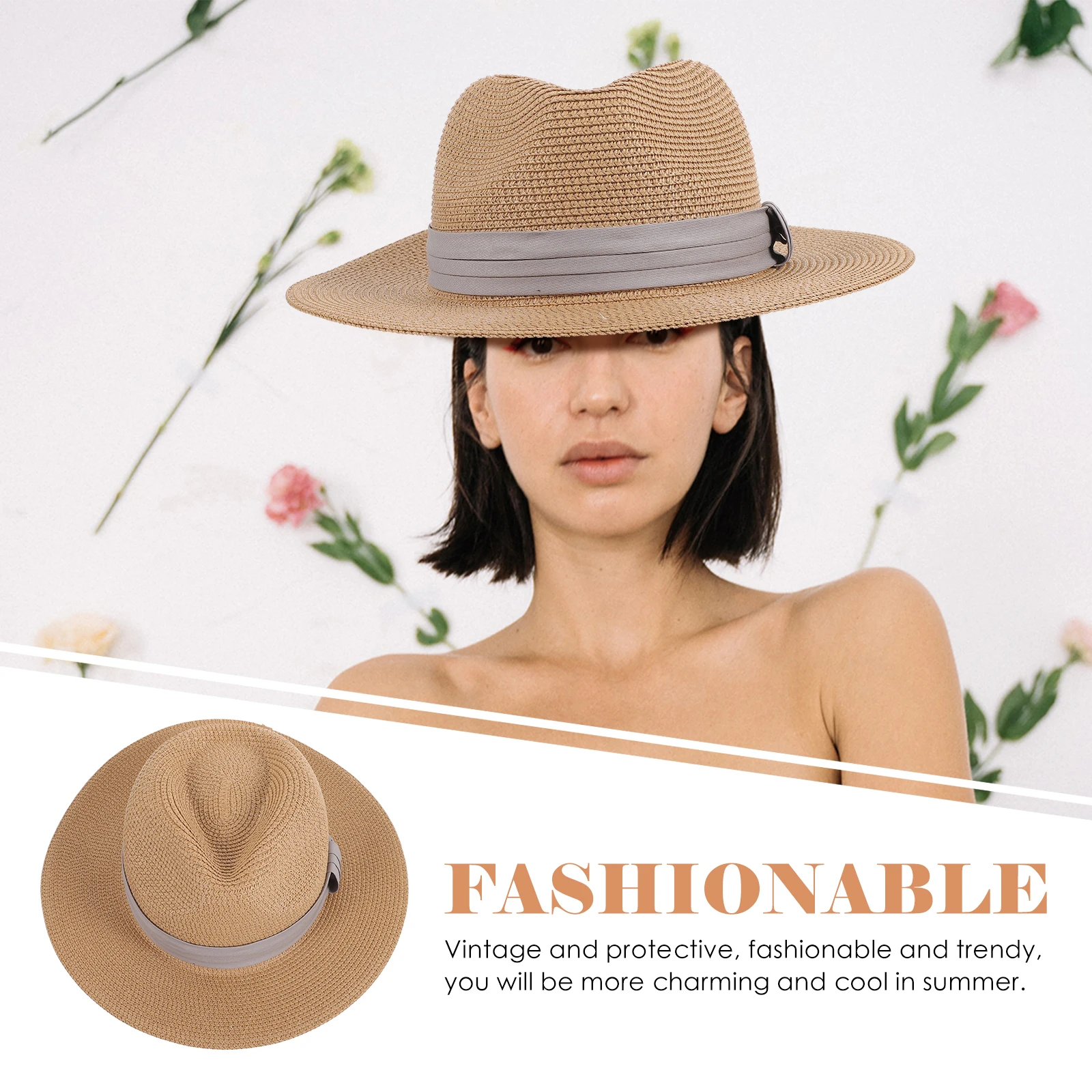 

1pc Sun Hats Women Straw Summer Beach Beach Hats For Women Hat Lightweight Straw Hat Adjustable UV Protection Travel Gift
