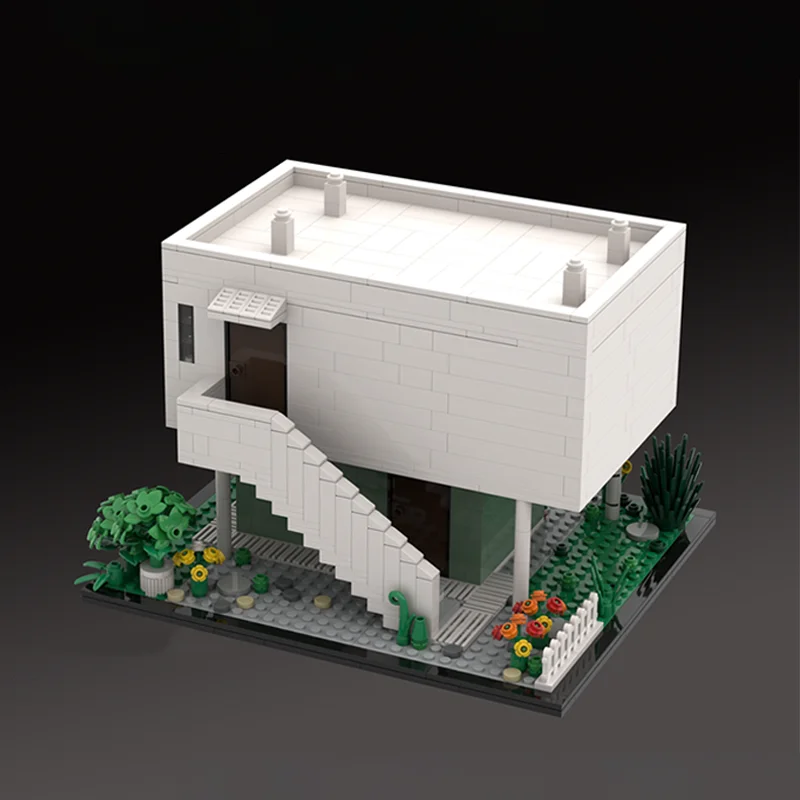 965 ชิ้น MOC ชาวสวนบ้านของวิลล่าซาโวยคลาสสิกสถาปัตยกรรมศิลปะจำลอง DIY ชุดอาคารบล็อกของเล่นวันเกิดของขวัญ