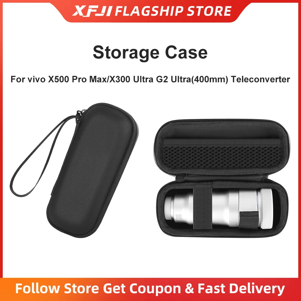 XFJI Travel Organizer Bag for vivo X500 Pro Max/X300 Ultra(G2 Ultra 400mm) Teleconverter Hard Shell PU Case Protective Pouch