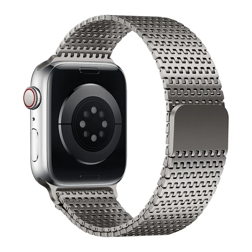 Imagen 2 del producto Correa de acero inoxidable para Apple Watch, pulsera magnética de 46mm, 45mm, 49mm, 44mm y 42mm, serie iWatch 10 9 8 7 6 5 4 SE Ultra 2